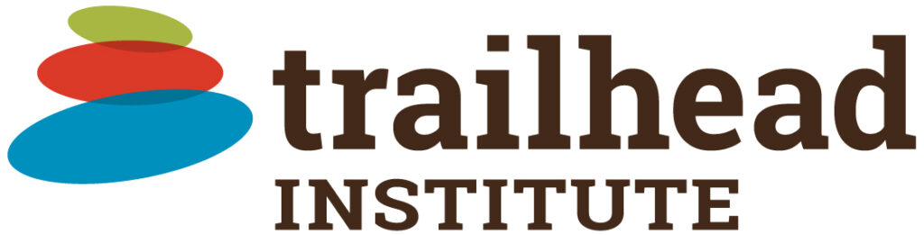 Trailhead Institute logo with three colored stones in a rock cairn